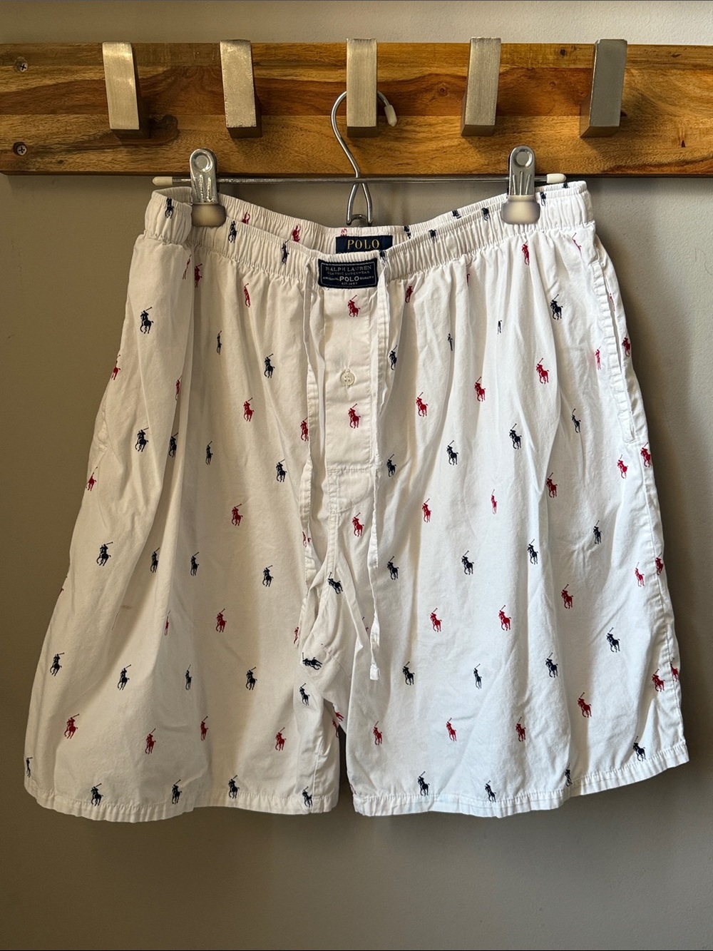 Polo by Ralph Lauren - White Boxers with Red & Navy Pony Embroidery